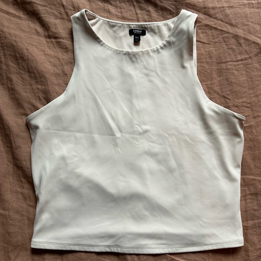 Express Cream Body Contour Sleeveless Tank Top